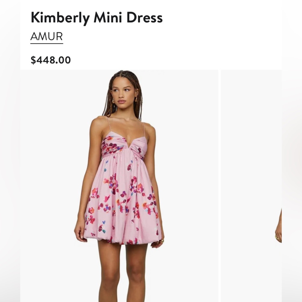 AMUR Pink Floral Spaghetti-Strap Mini Dress